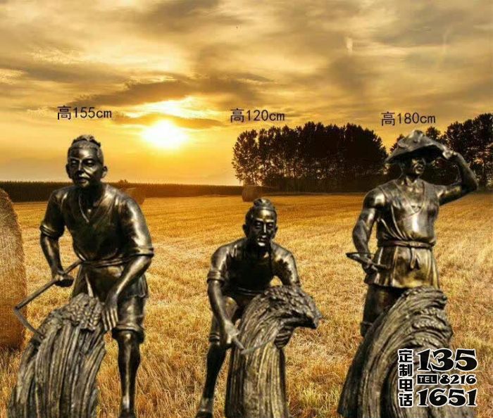廣場收麥干農活人物玻璃鋼銅雕塑 廣場收麥干農活人物玻璃鋼銅雕塑