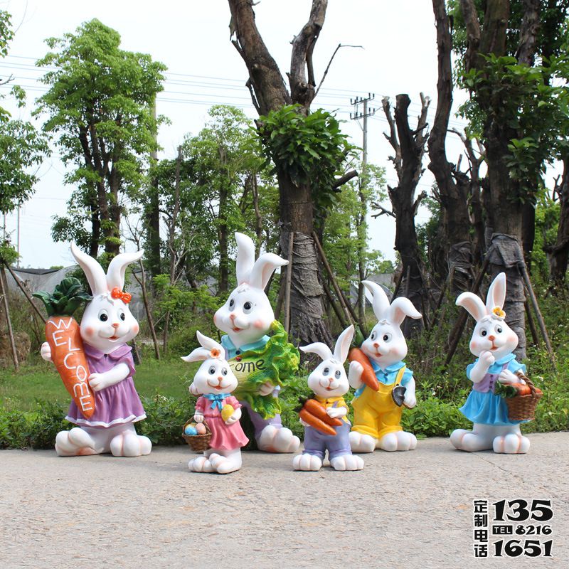 農場玻璃鋼卡通兔子雕塑 農場玻璃鋼卡通兔子雕塑